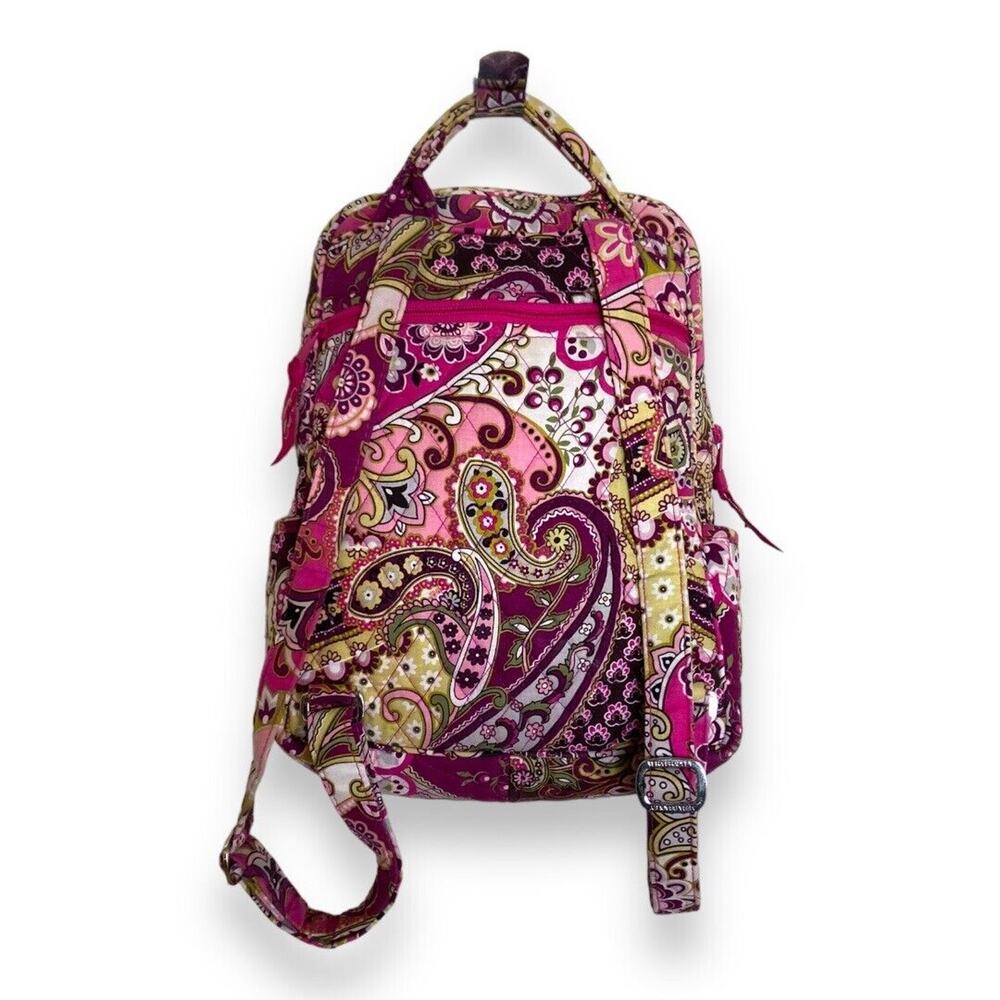 Vera Bradley Very Berry Paisley Small Backpack Bag Plum & Pink Retired 12" X 9" - Picture 2 of 9